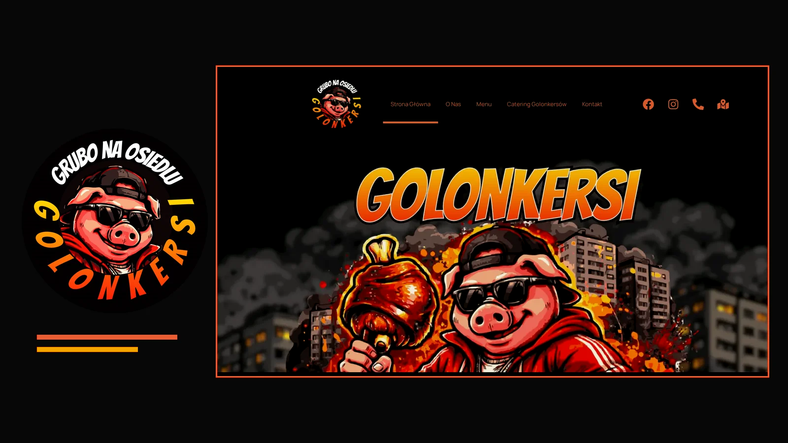Oficjalne logo Golonkersów obok widoku zrealizowanej strony internetowej