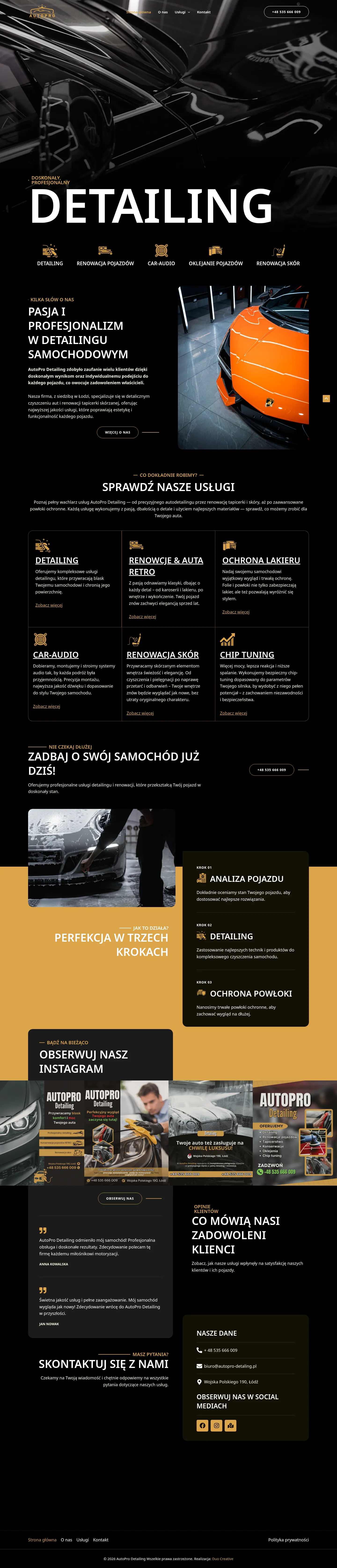Widok strony internetowej AutoPro Detailing